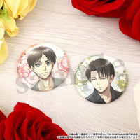 進撃の巨人　和紙風缶バッジセット　エレン＆リヴァイ　椅子ver.