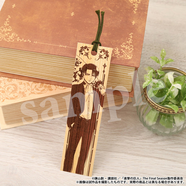 進撃の巨人　木製しおり　リヴァイ　花束ver.