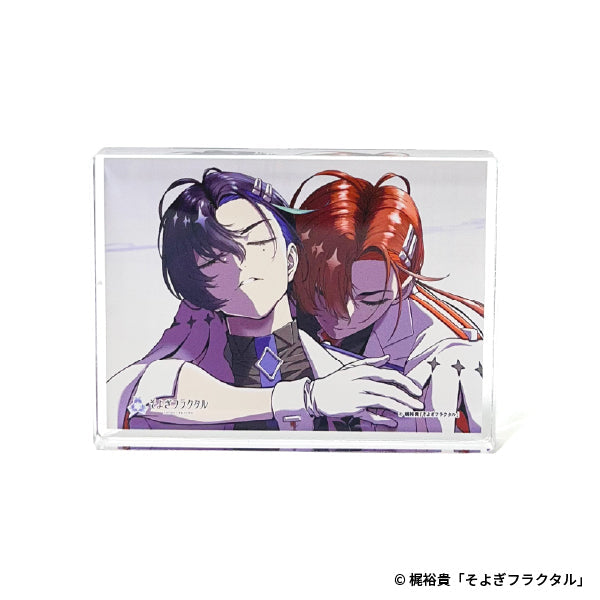 美麗イラストを切り取ったアクリルブロック（色の違う２人のそよぎ）